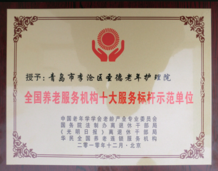 全國養(yǎng)老服務機構十大服務標桿示范單位